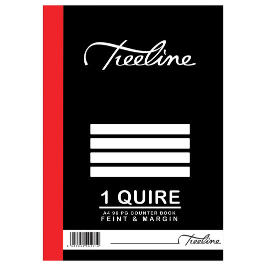 TREELINE A4 Counter Book Hard Cover 96 pg Feint & Margin 1 Quire