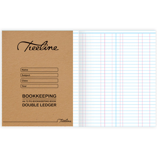 TREELINE A4 Exercise Book 72 pg Soft Cover Double Ledger