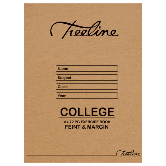 TREELINE A4 Exercise Book 72 pg Feint & Margin College
