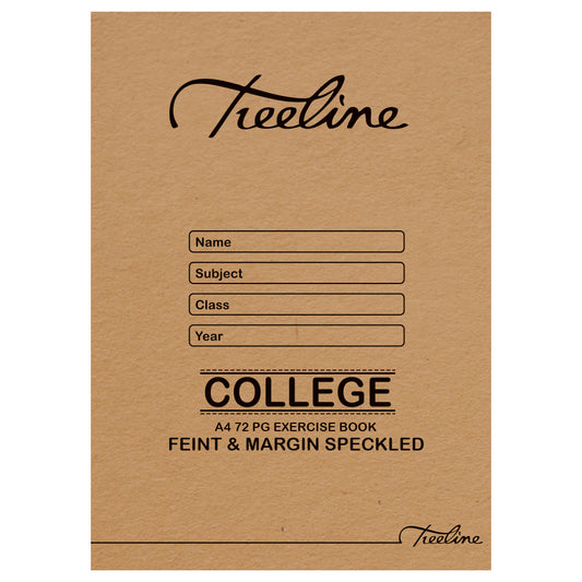 TREELINE A4 Exercise Book 72 pg Feint & Margin Speckled College
