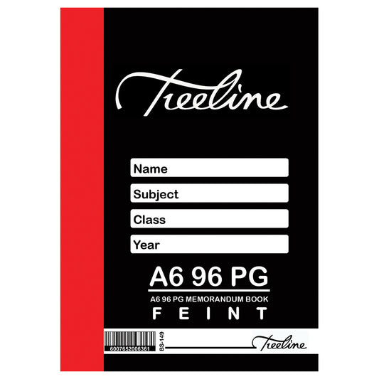 TREELINE A6 Hard Cover 96 pg Memo Book Feint Only