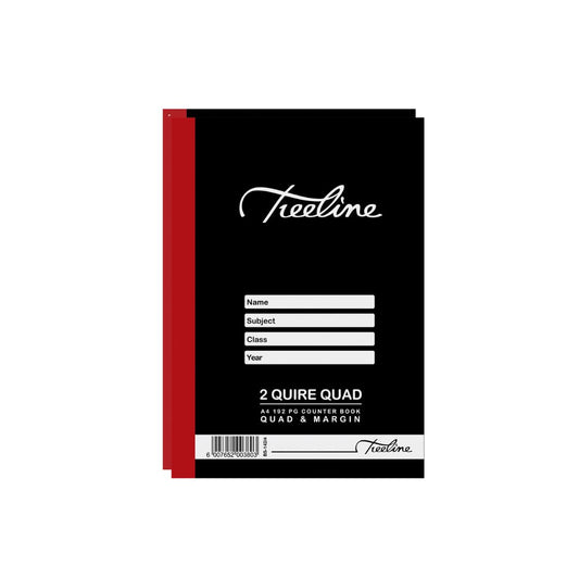 TREELINE A4 Counter Book Hard Cover 192 pg Quad & Margin 2 Quire