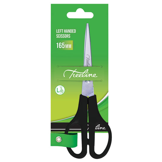 TREELINE Scissors Black Handle 165mm 1.5mm Blade - Left Handed