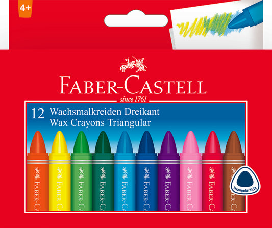 FABER CASTELL Triangular Wax Crayons (12's)