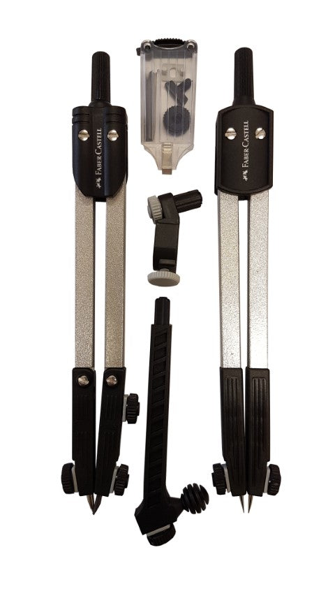 FABER CASTELL Compass 5 Piece Set With Lead Insert, Div & Pen Point