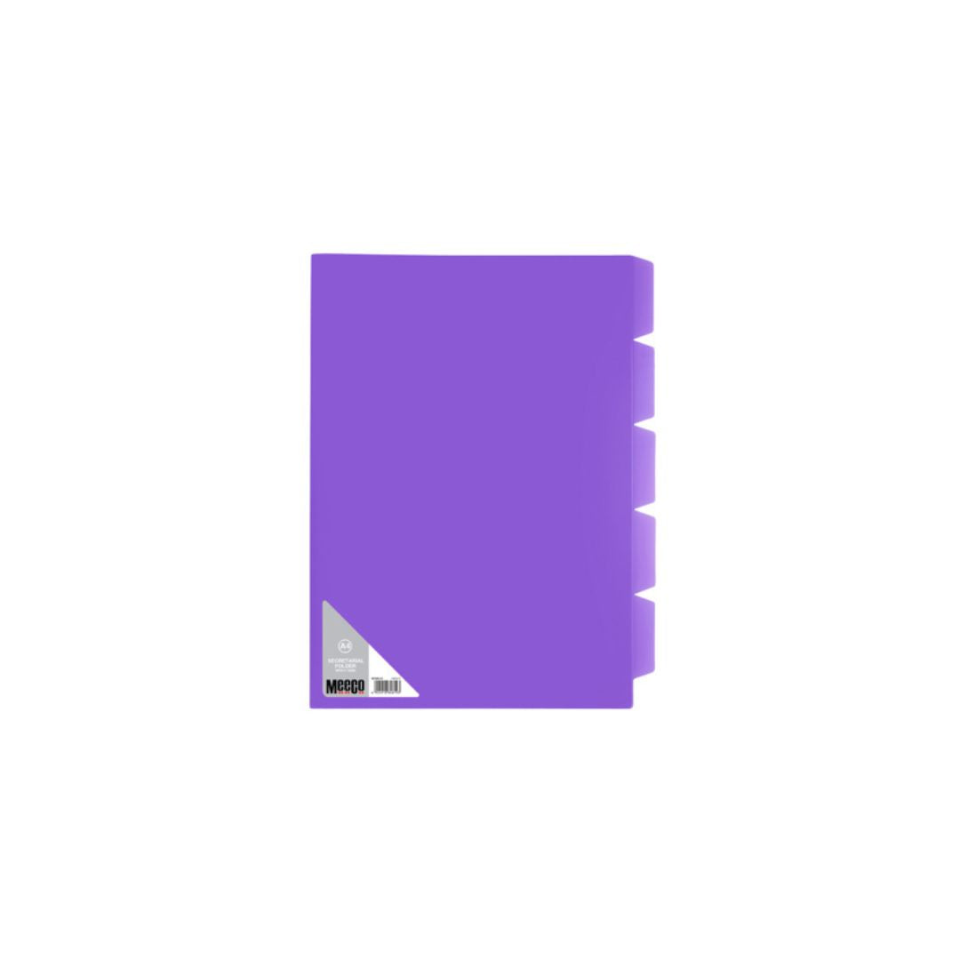 MEECO A4 5 Tab Secretarial Folder PVC 160 Micron 5 Pack