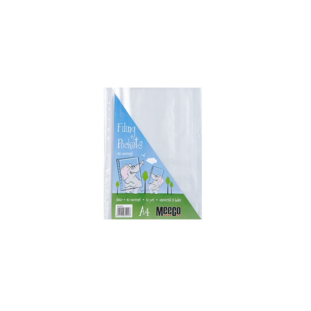 MEECO Filing Pockets A4 Sleeve 40 micron 10 Pack