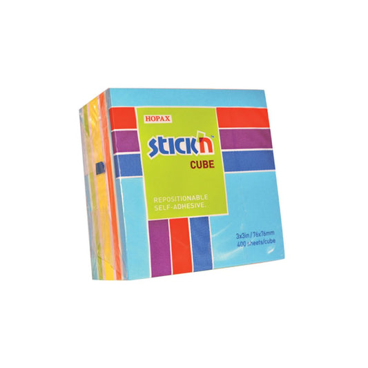 STICK n NOTE Neon Mixed Cubes -76mm x 76mm Cubes - 400 Sheets per Pad