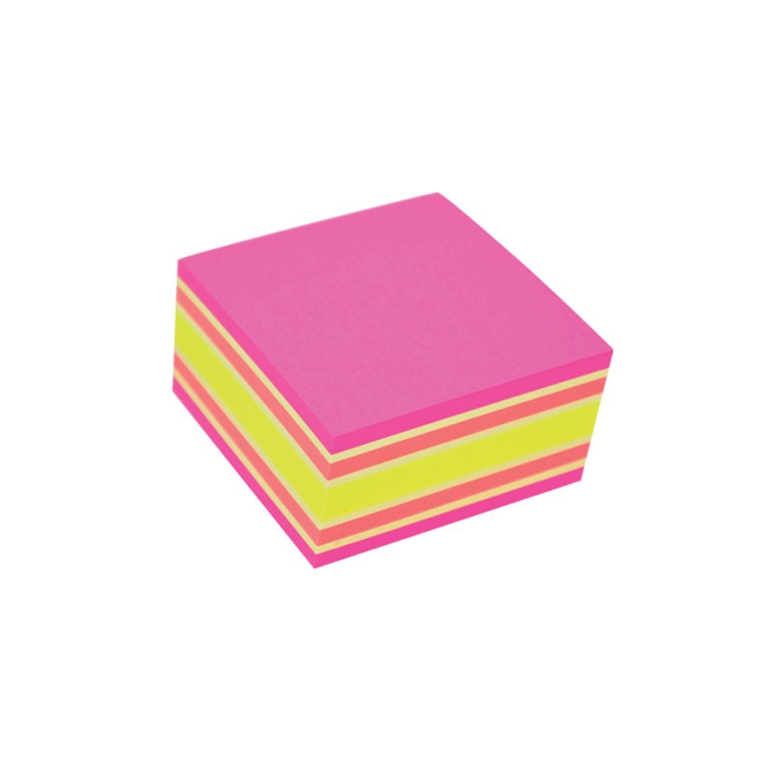STICK n NOTE Neon Mixed Cubes -76mm x 76mm Cubes - 400 Sheets per Pad