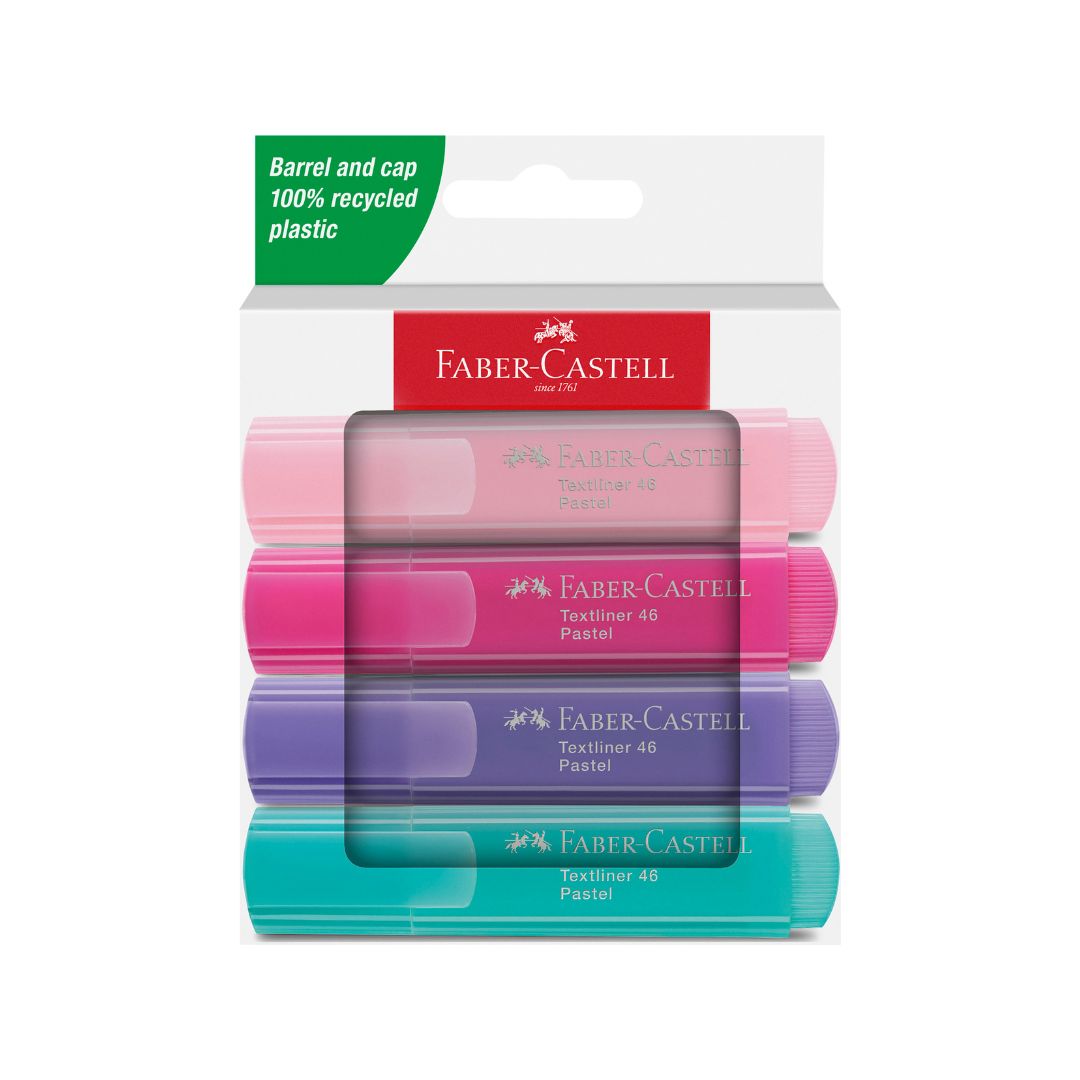 FABER CASTELL Textliners - Pastel Wallet of 4