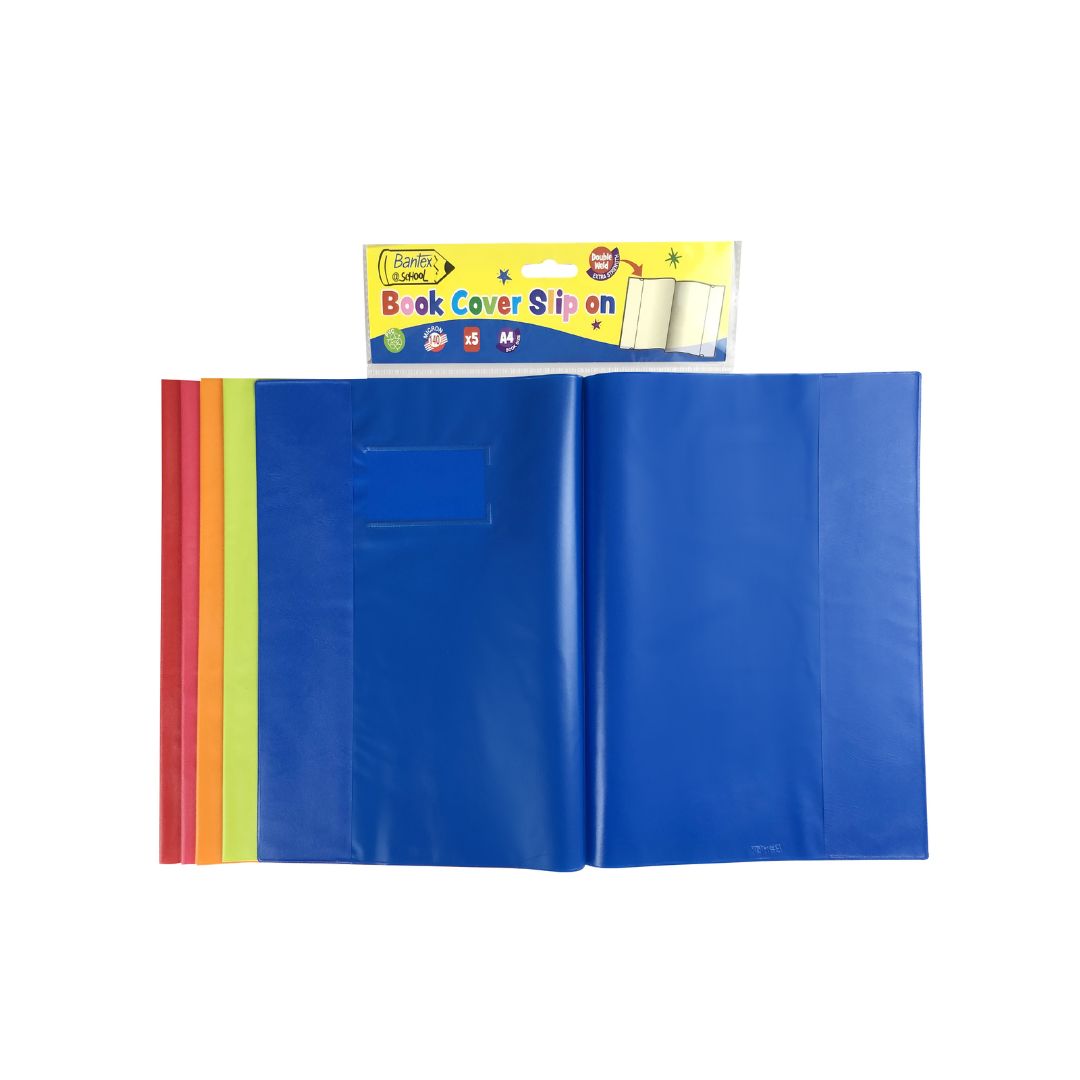 BANTEX @School (PVC) Heavy Duty Slip-On A4 Book Cover - 5 Pack