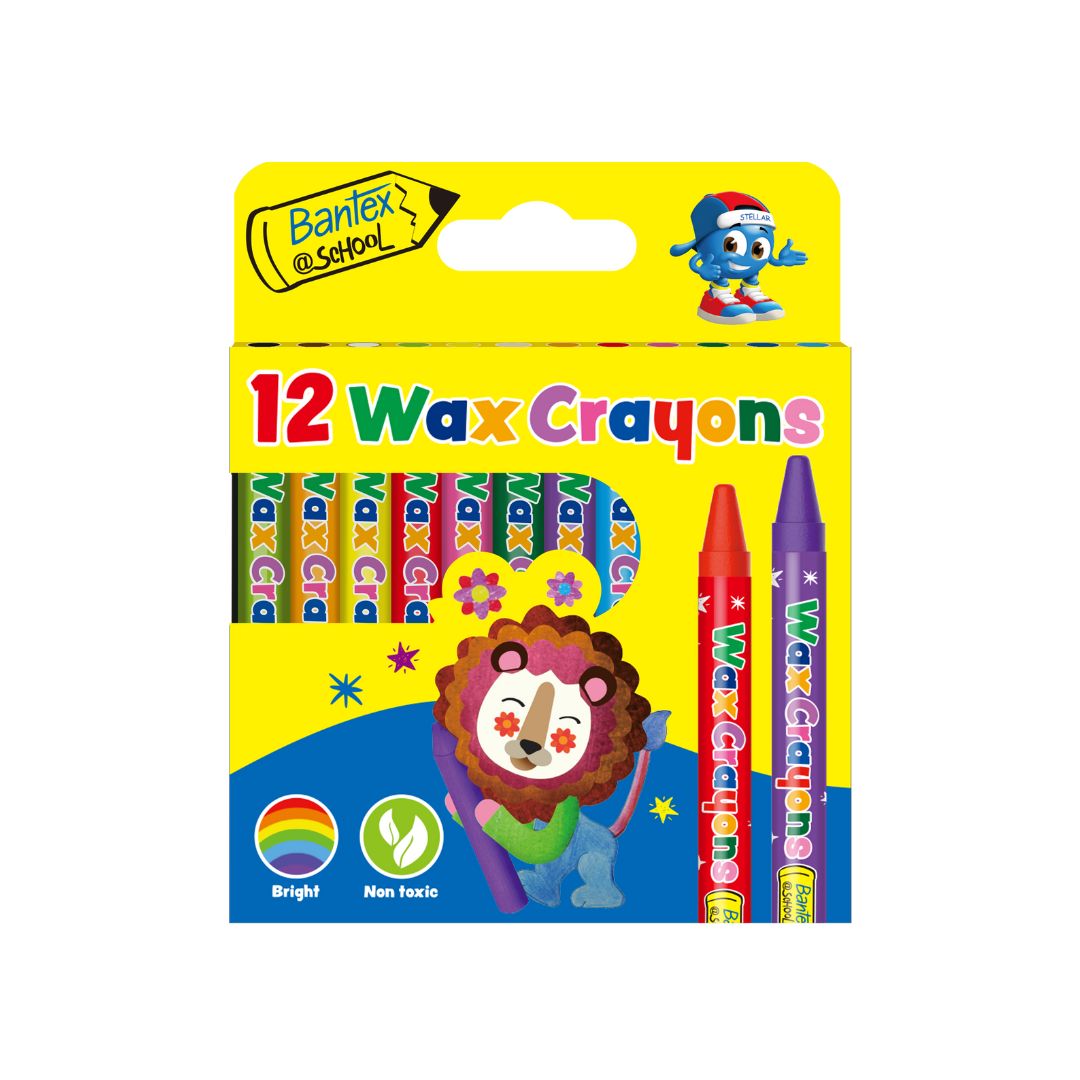 BANTEX @School - Colouring Wax Crayons Standard Slim (12's)