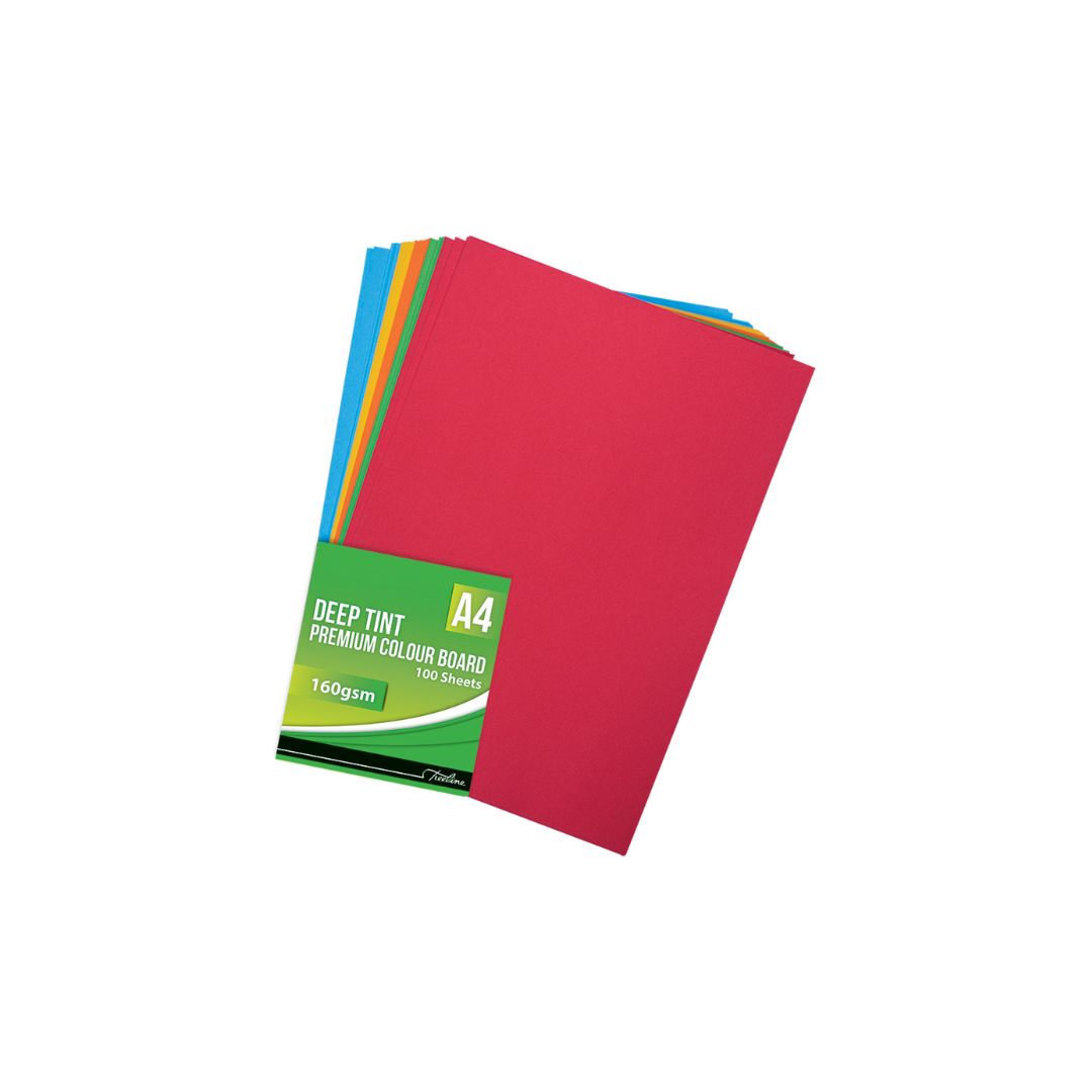 TREELINE A4 Project Board Paper Deep Tint 160gsm 100's Assorted