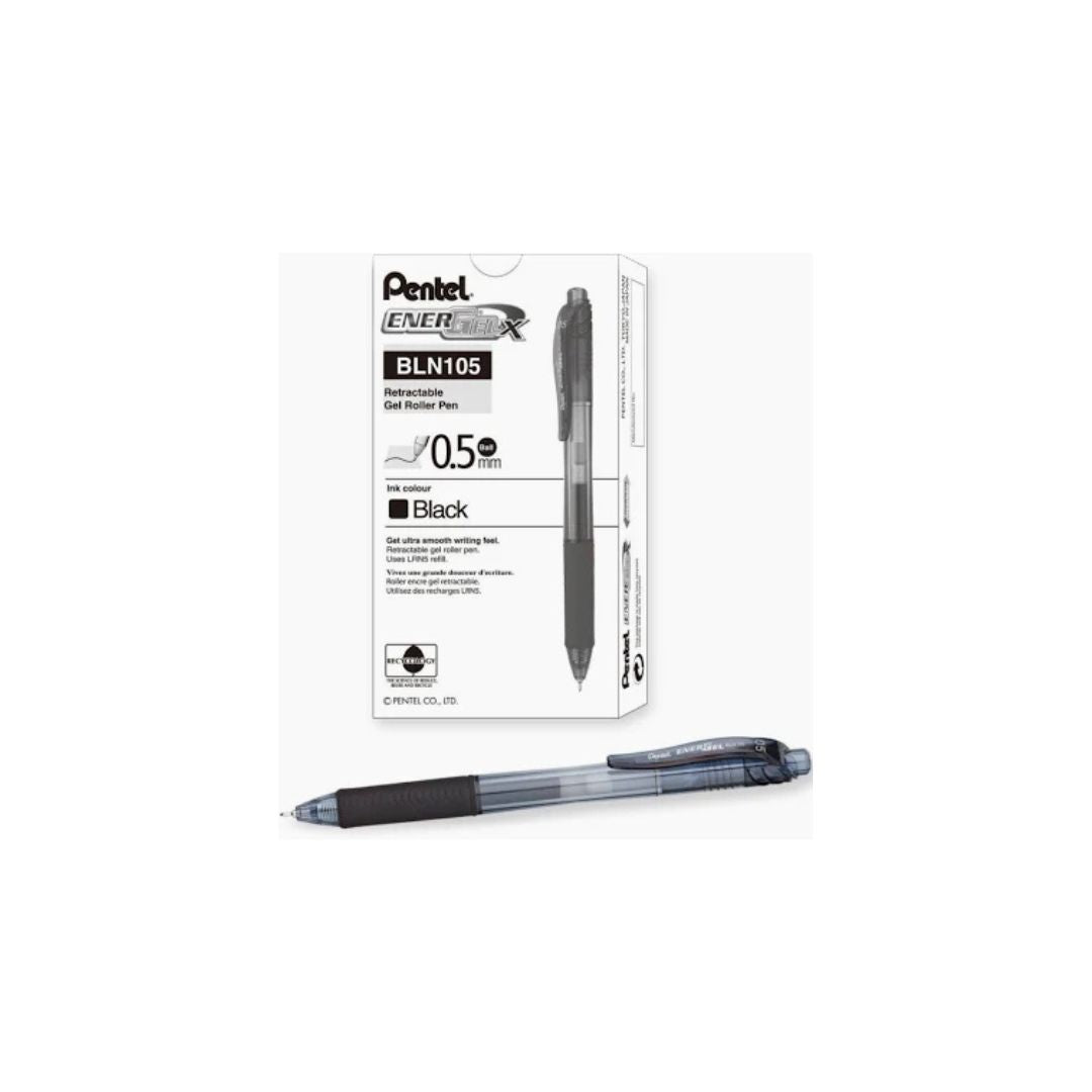 PENTEL BLN105 Energel-X 0.5mm Needle Tip Roller Ball Pen Box of 12