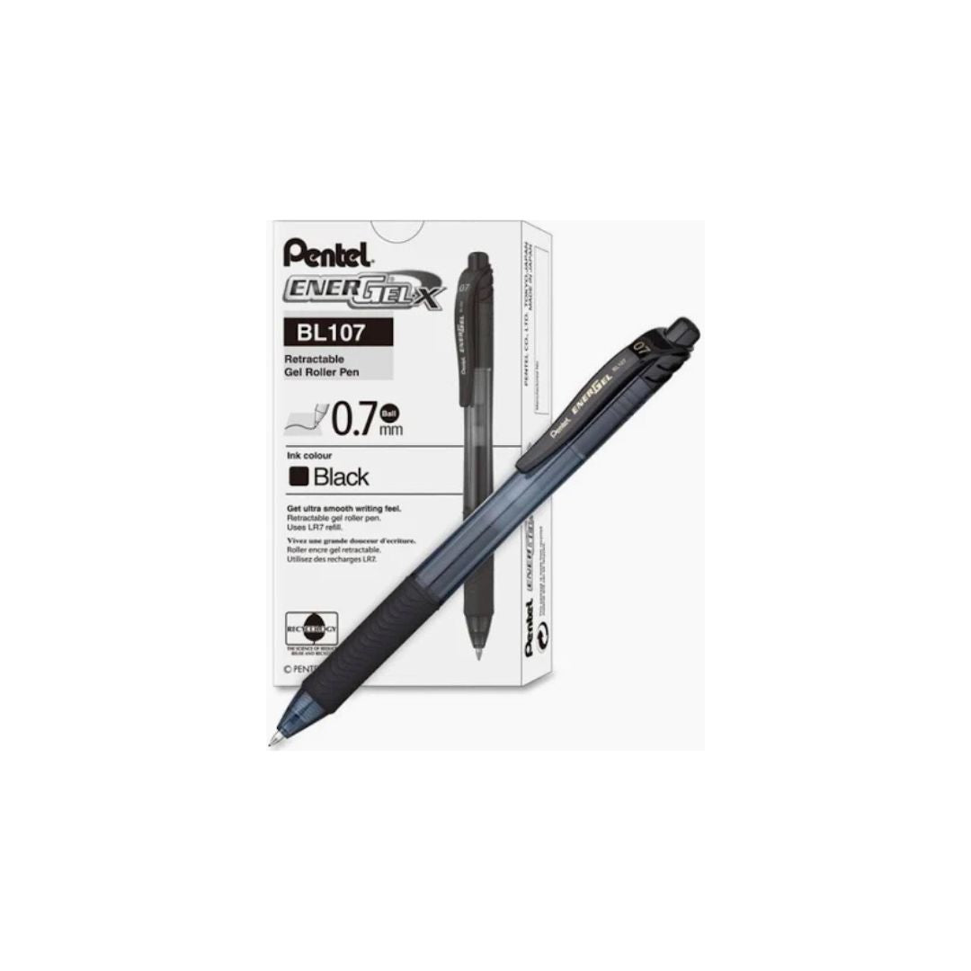 PENTEL BL107 Energel-X 0.7mm Metal Tip Roller Ball Retractable Pen 12's