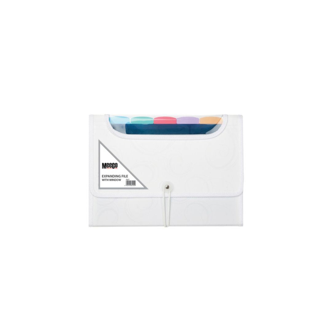 MEECO A4 Expanding File with Window- 6 Divisions