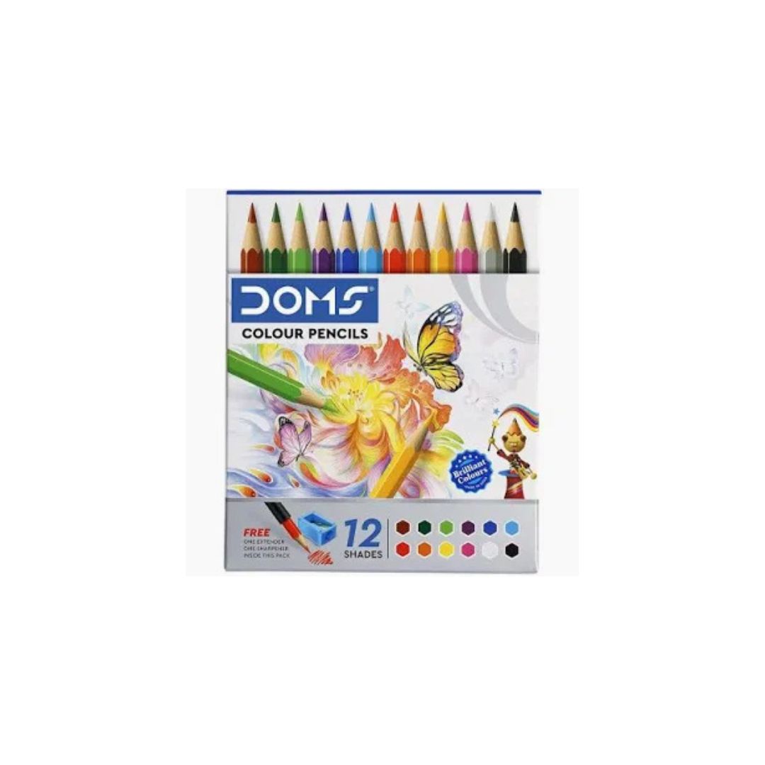 DOMS Colouring Pencils 12 PC + Sharpener