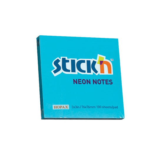 STICK n NOTE Neon Notes (654) 3"x3" - 100 Sheets Per Pad