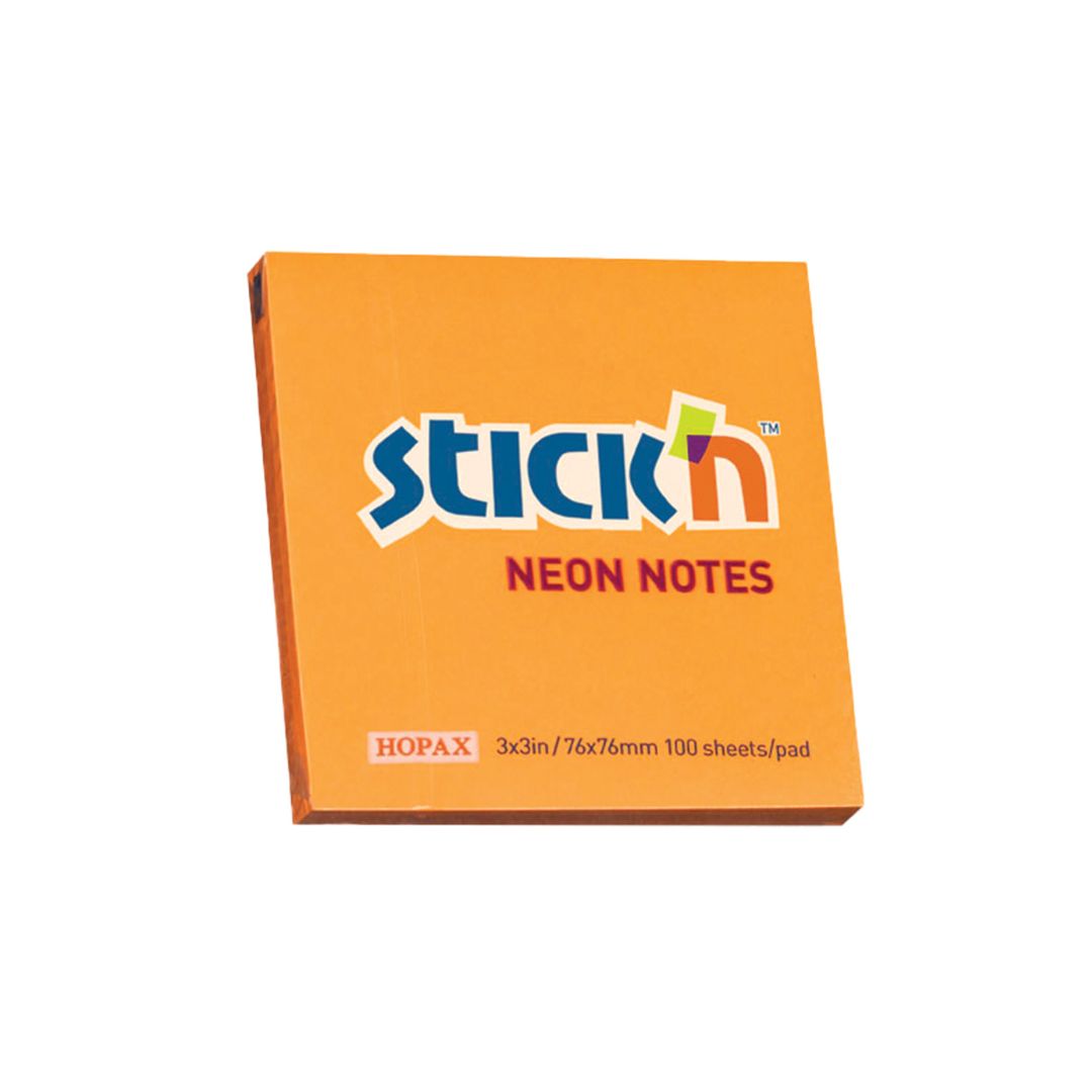 STICK n NOTE Neon Notes (654) 3"x3" - 100 Sheets Per Pad