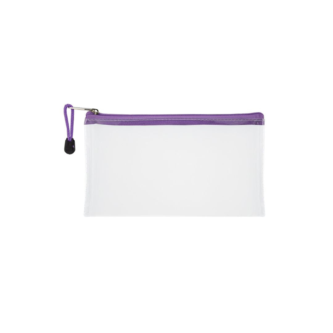 TREELINE Translucent/Clear 22cm Pencil Bag with Colour Zip