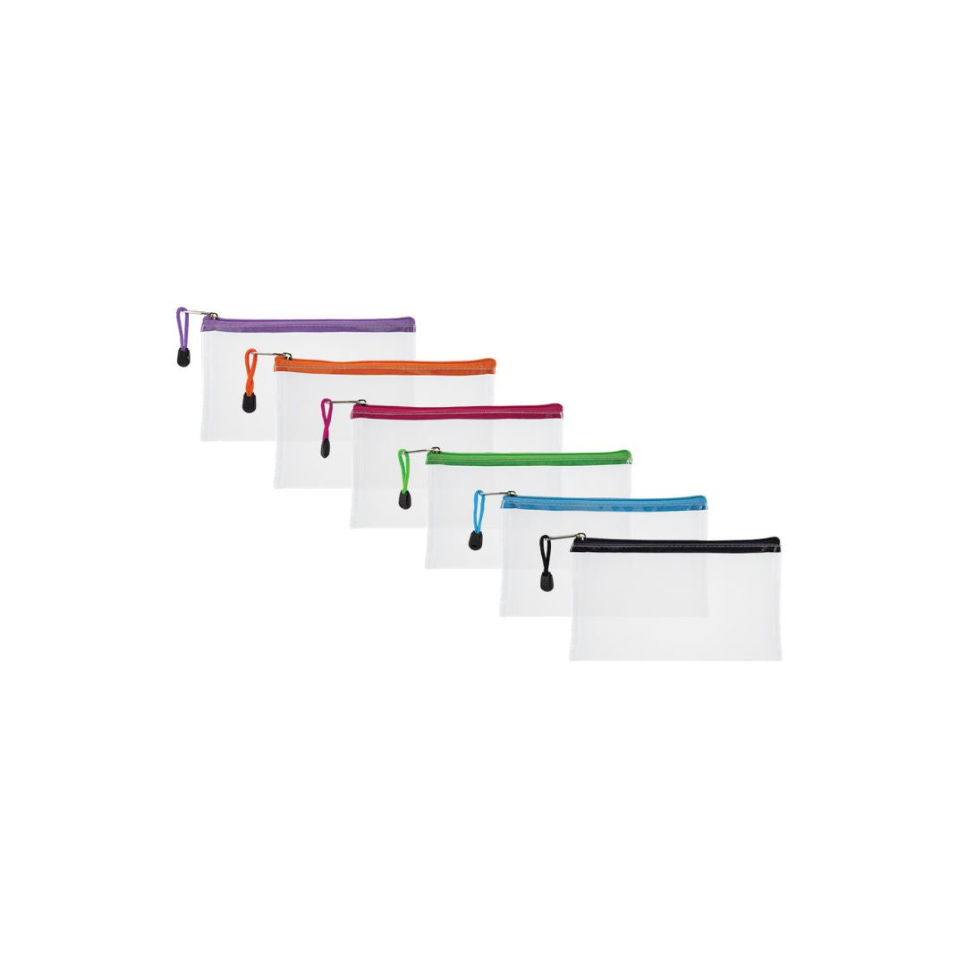 TREELINE Translucent/Clear 22cm Pencil Bag with Colour Zip