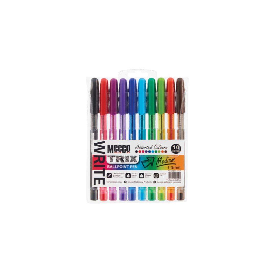MEECO Trix 1.0mm Assorted Pen 10 Pack