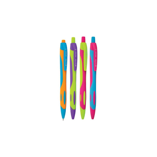 IWRITE Colourful Gel Retractable Pens 0.5mm Wallet of 4 Blue ink
