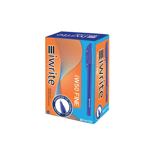 IWRITE Clear Colour Barrel Ballpoint Pen Fine 20 PACK