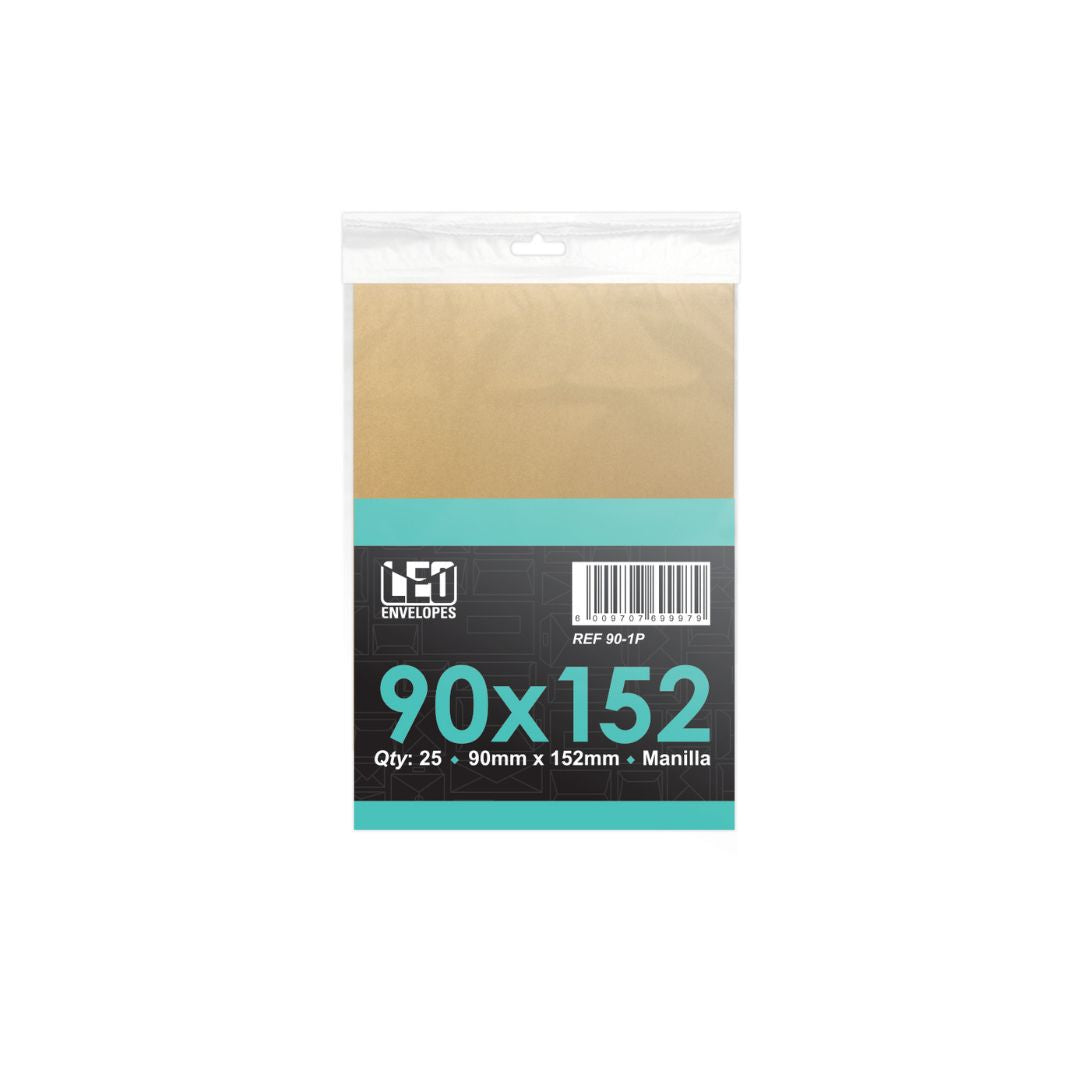 LEO Manilla Plain Envelopes 90 x 152mm 80gsm Pack of 25 Brown