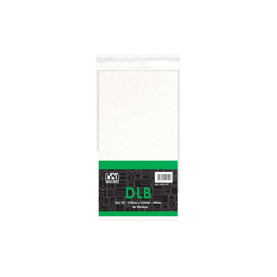 LEO DLB12P Self Seal 110 x 220mm 80gsm White Opaque Pack of 25