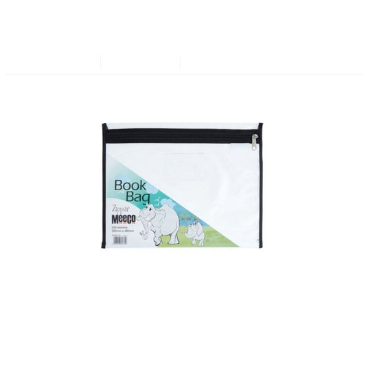 MEECO A5 PVC Book Bag with Zip Closure 265mm x 180mm