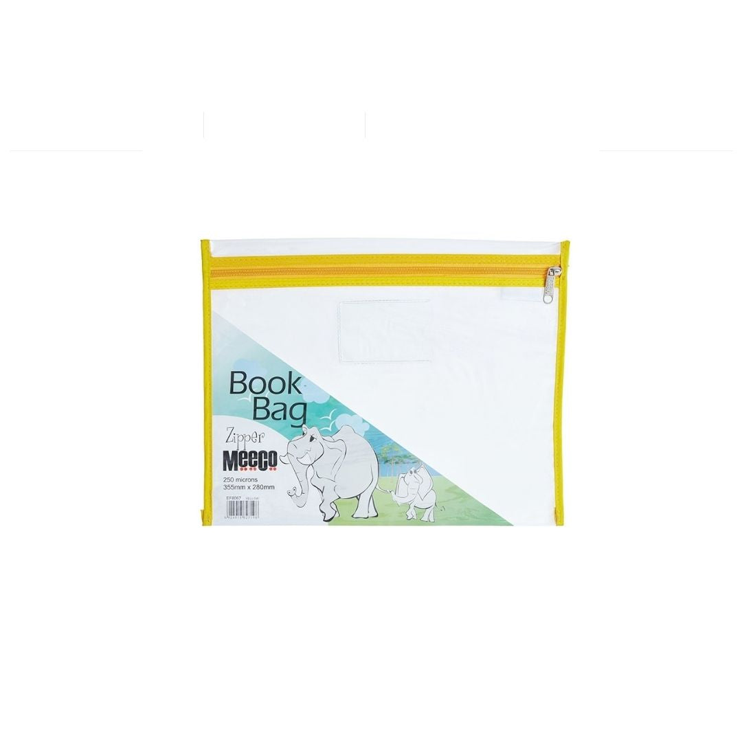 MEECO A4 PVC Book Bag with Zip Closure 355mm x 280mm
