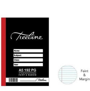 TREELINE A5 Hard Cover 192 pg Feint & Margin Manuscript Book