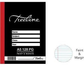 TREELINE A5 Hard Cover 96 pg Feint & Margin Manuscript Book