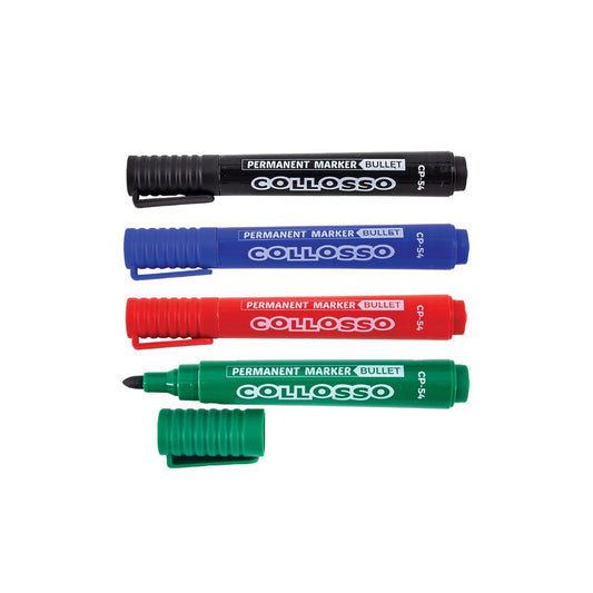 COLLOSSO Permanent Marker Bullet Point 4 pack