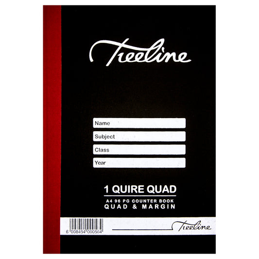 A4 Treeline Counter Book HArd Cover 96 pg Quad & Margin 1 Quire