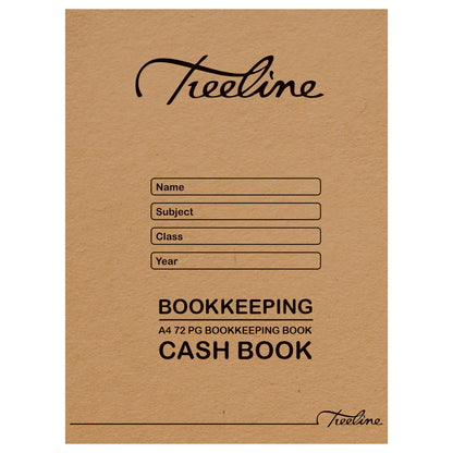 A4 Treeline Exercise Book 72 pg Soft Cover Treble Cash Bookkeeping