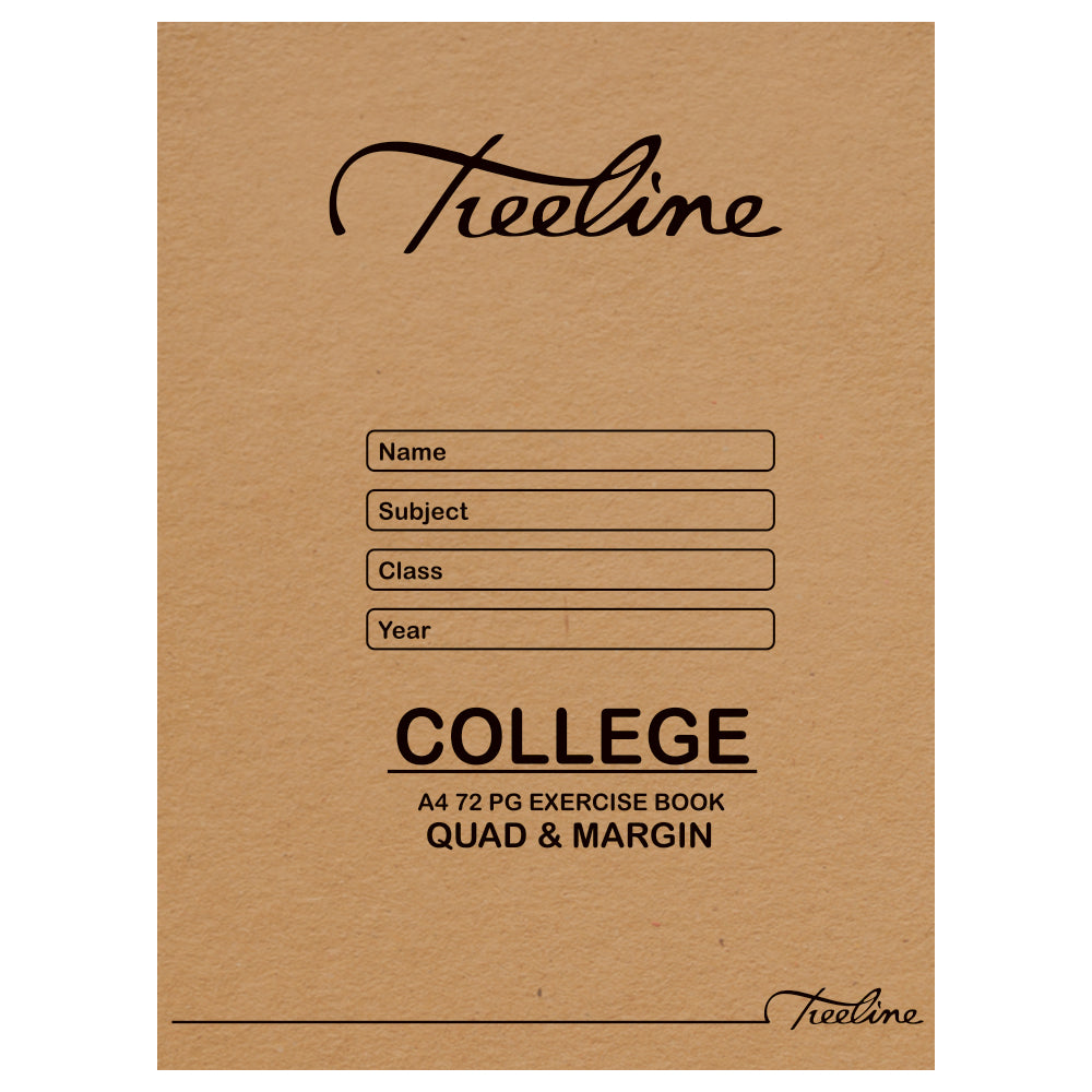 A4 Treeline Exercise Book 72 pg Quad & Margin College