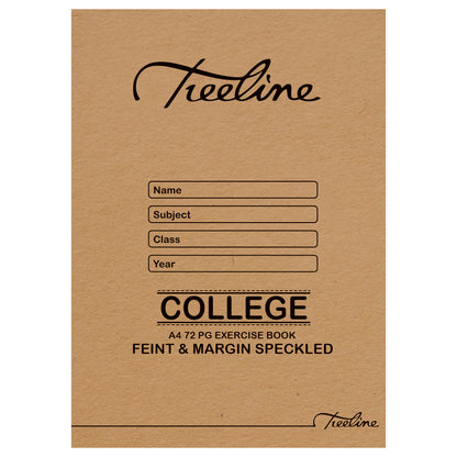 A4 Treeline Exercise Book 72 pg Feint & Margin Speckled College