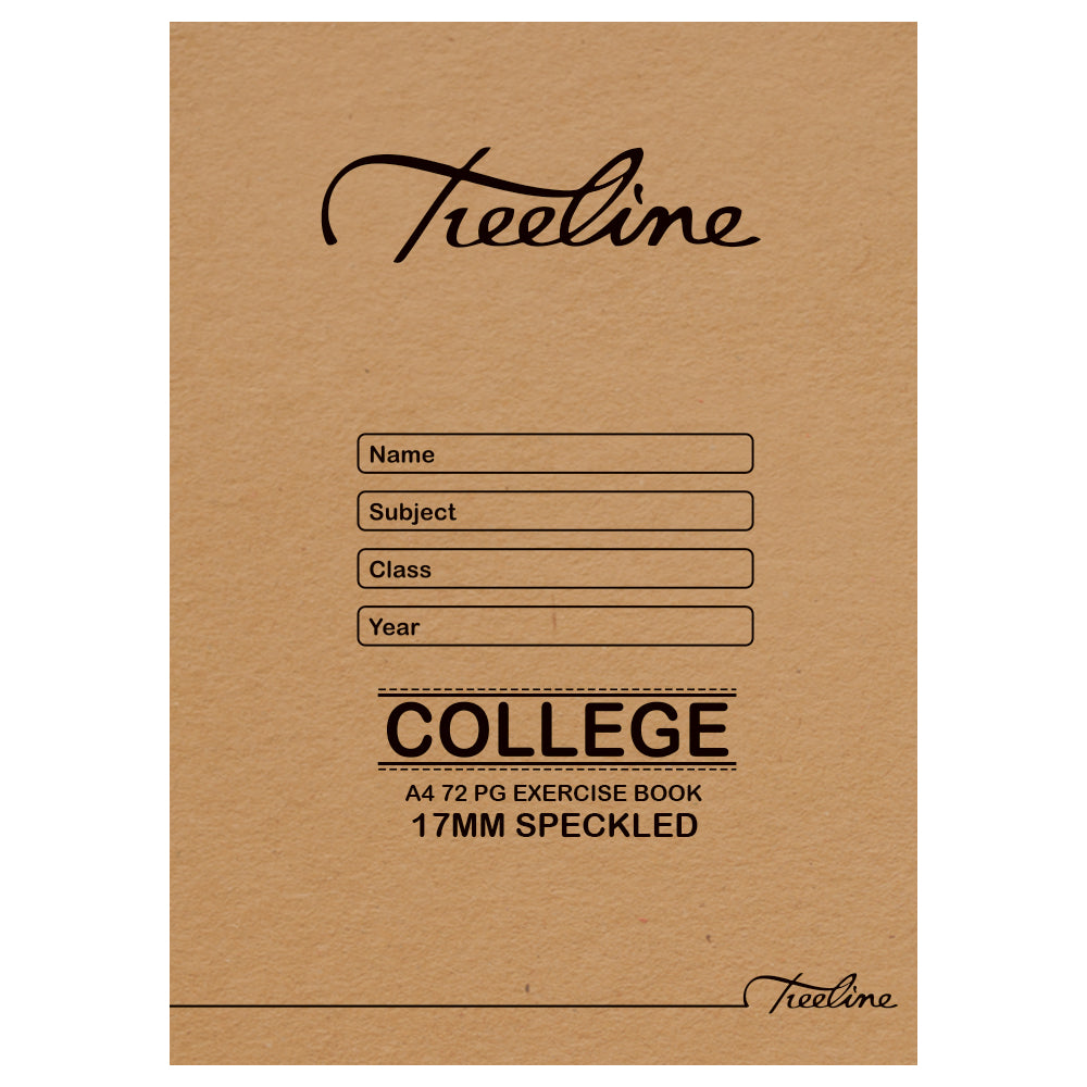 TREELINE A4 Exercise Book 72 pg 17mm Ruled Speckled College