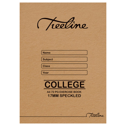 TREELINE A4 Exercise Book 72 pg 17mm Ruled Speckled College