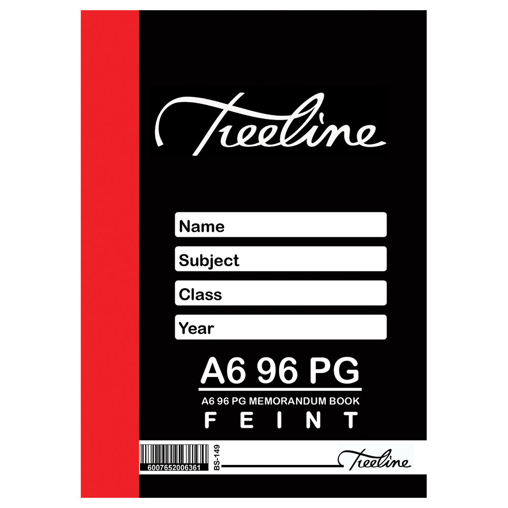 A6 Treeline Hard Cover 96 pg Memo Book  Feint Only