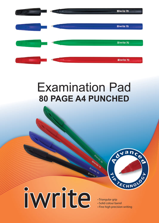 TREELINE A4 Exam Pad  80 Sheet Feint & Margin - Punched