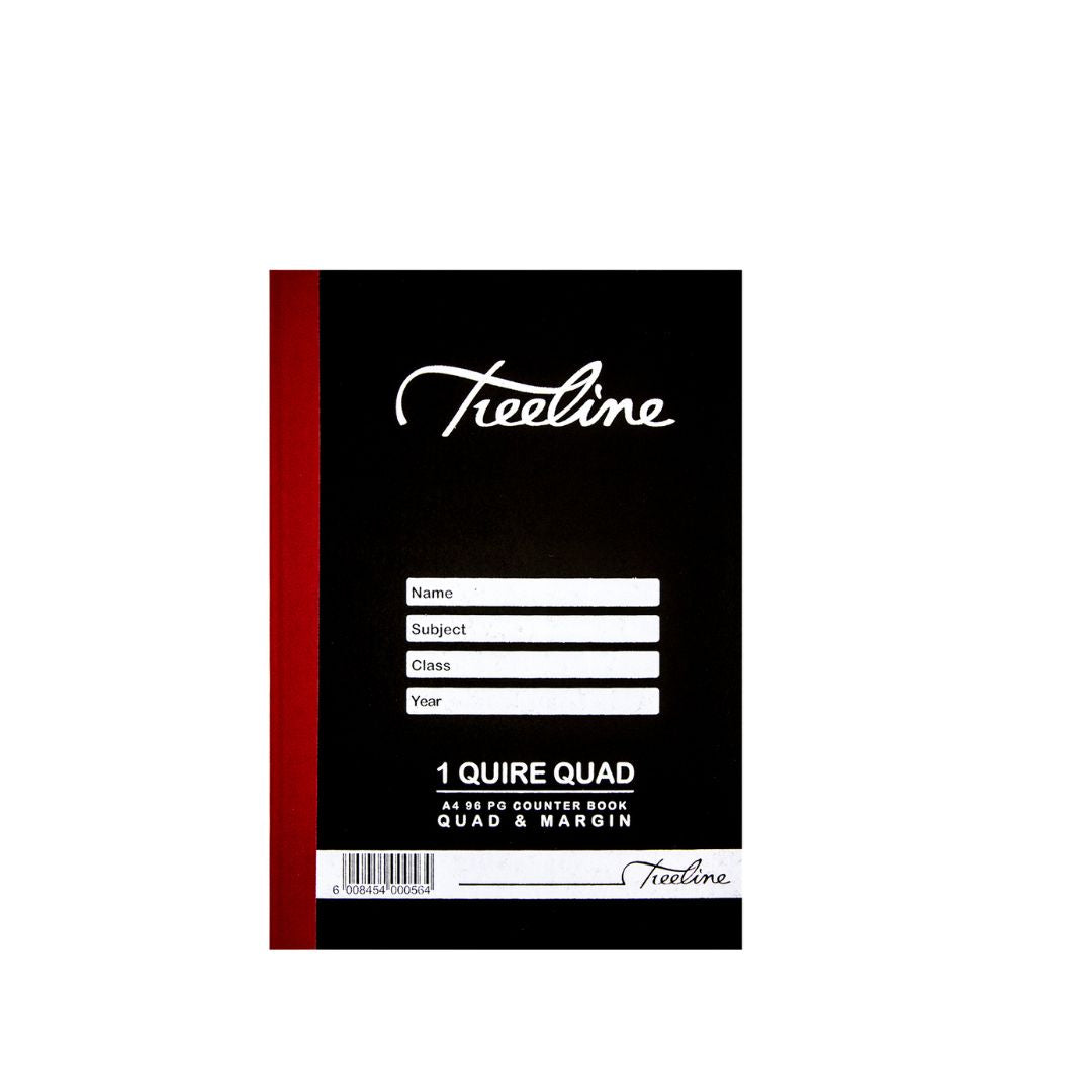 A4 Treeline Counter Book HArd Cover 96 pg Quad & Margin 1 Quire