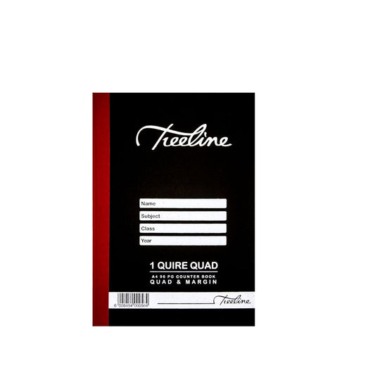 A4 Treeline Counter Book HArd Cover 96 pg Quad & Margin 1 Quire