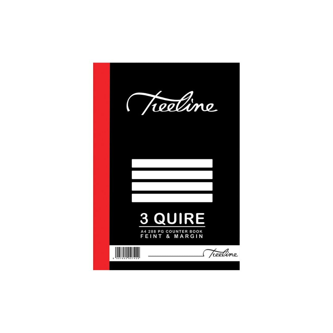 A4 Treeline Counter Book Hard Cover 288 pg Feint & Margin 3 Quire