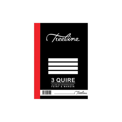 A4 Treeline Counter Book Hard Cover 288 pg Feint & Margin 3 Quire