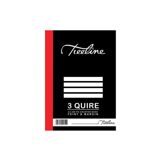 A4 Treeline Counter Book Hard Cover 288 pg Feint & Margin 3 Quire