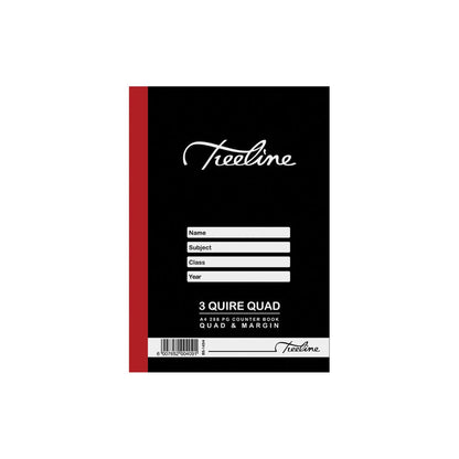 TREELINE A4 Counter Book Hard Cover 288 pg Quad & Margin 3 Quire