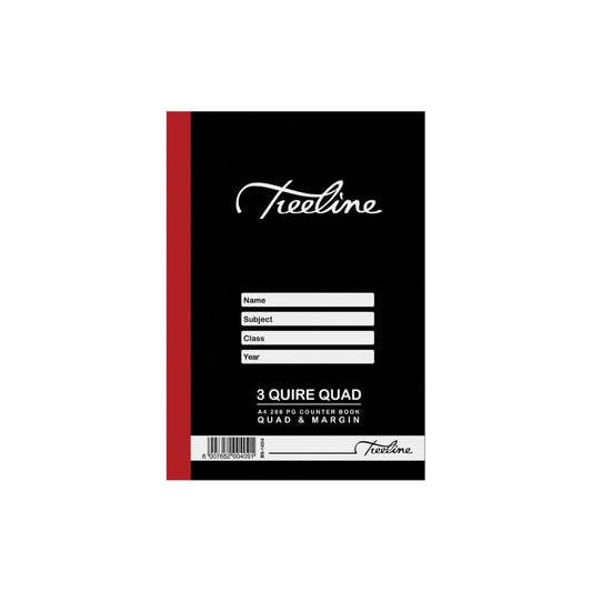 A4 Treeline Counter Book Hard Cover 288 pg Quad & Margin 3 Quire